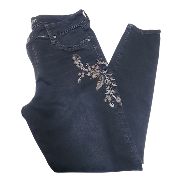 Kut from the Kloth Dark Blue Embroidered Skinny Jeans - Picture 1 of 16